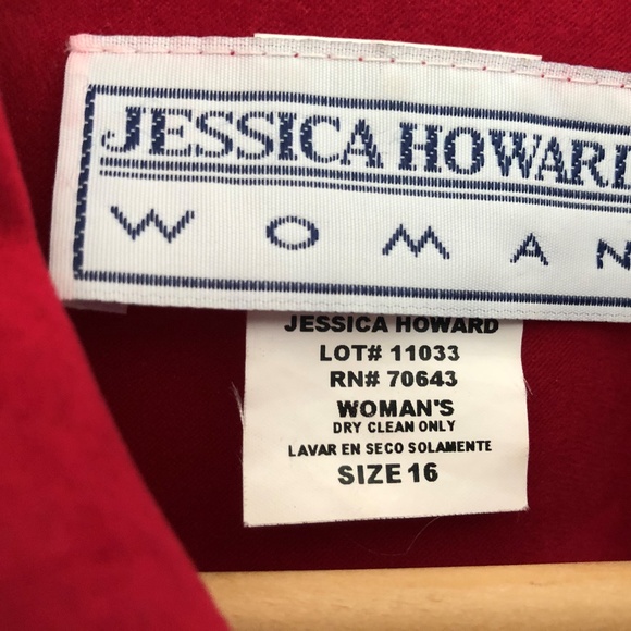 JESSICA HOWARD WOMAN RED BLAZER SZ 16 - 5 GORGEOUS BUTTONS &  ONE AT BELTED BACK - Picture 3 of 8